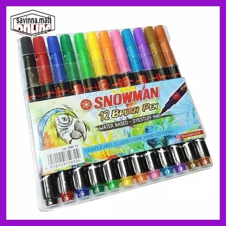 

U0Uo879- Snowman Brushpen Brush Pen Kuas Kaligrafi Warna 12 Y7Ry688-