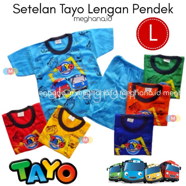 alexagrosir - Baju Anak Setelan Lengan Pendek Motif Bus 2-3 tahun MhL - Size L