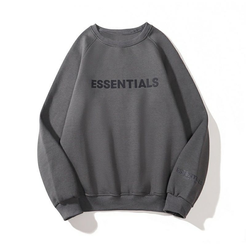 Sweater ESSENTIALS Sweatshirt Bigsize (S - 6XL) Crewneck Harajuku Street Style Unisex Jumbo Beige Hitam Putih