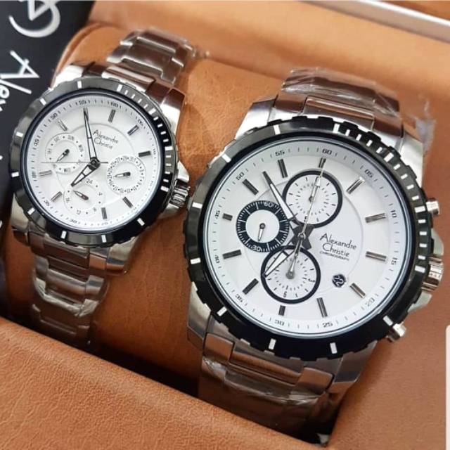 Alexandre christie original ac6141 silver plat putih