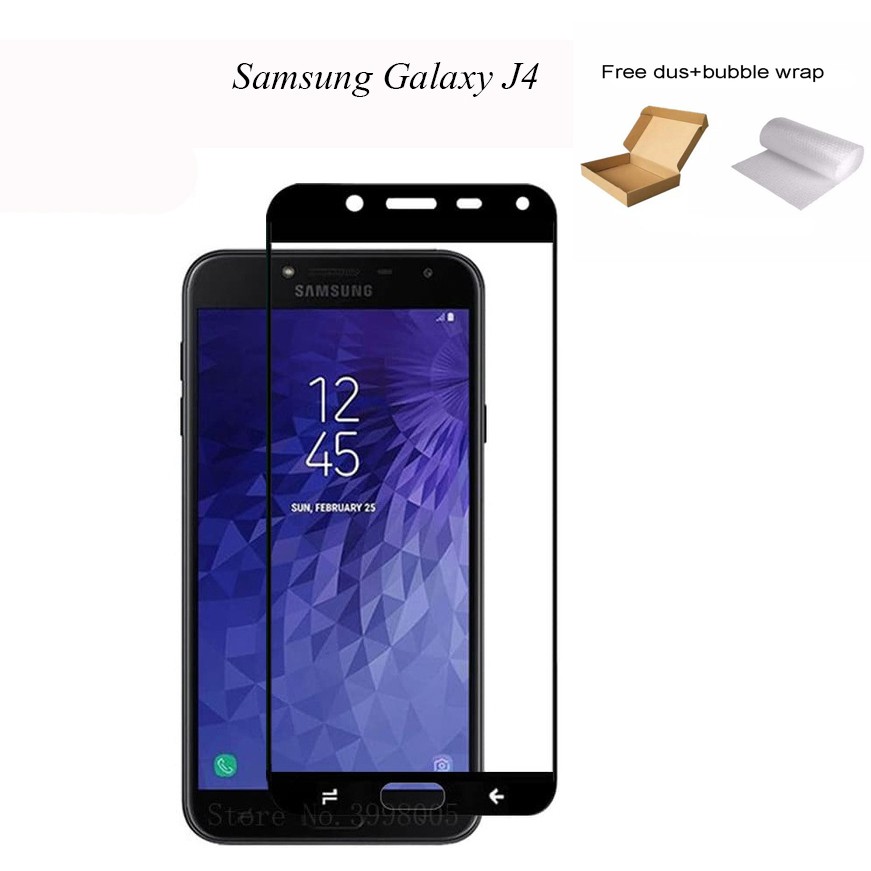 Samsung Galaxy J4 2018 Full Cover/Full Screen Tempered Glass Screen Protector Anti Gores