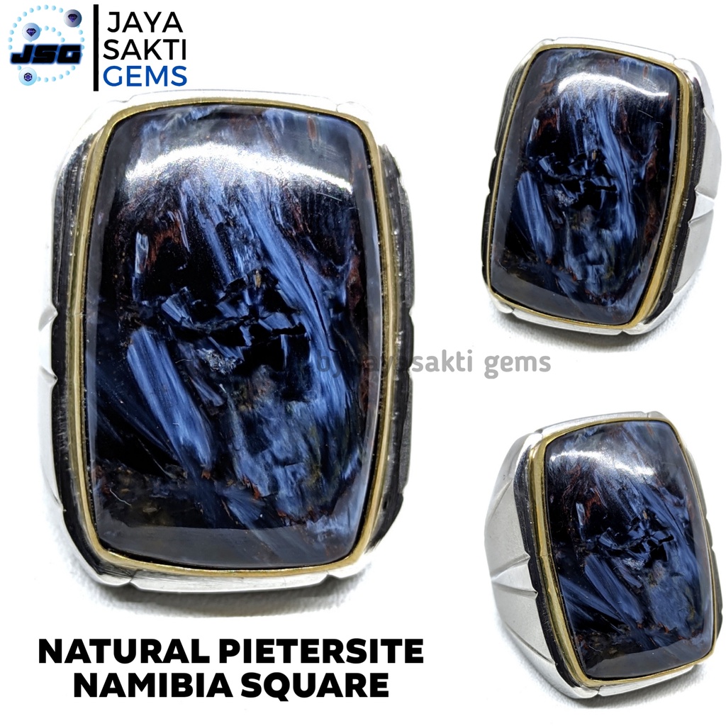 Natural Batu Permata Pietersite Namibia HQ Ring Monel Free Memo Lab PNB04