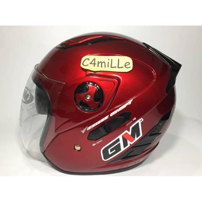 Pengiriman Cepat helm GM Interceptor Double visor red maroon / merah marun PROMO | CUCI GUDANG | ON