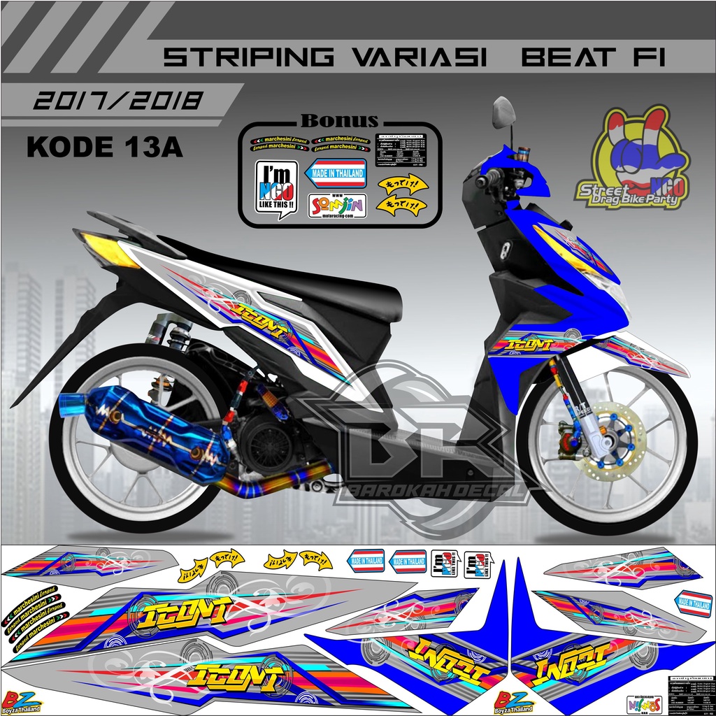 Striping Beat 2017-2019 Stiker Lis Motor Beat kode 13