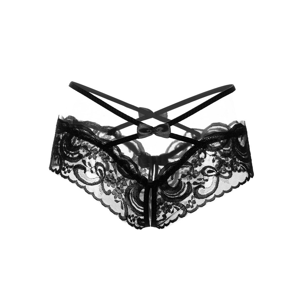 (COD) Sexy Open G String Wanita Celana Dalam pinggang Rendah Lace Transparan Sexy c160-