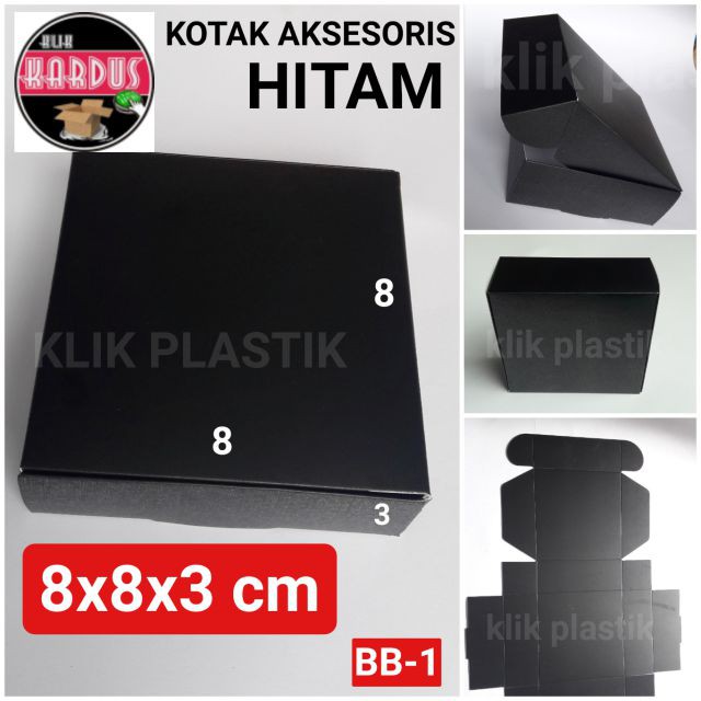 

KOTAK AKSESORIS HITAM 8X8X3/KOTAK SOUVENIR PILLOW BOX BUNGKUS KADO