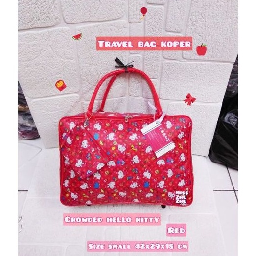Travel Bag Koper small HK Red _ TBK kecil _ Motif Hello Kitty Merah _ travel ~ jalan-jalan ~ pakaian
