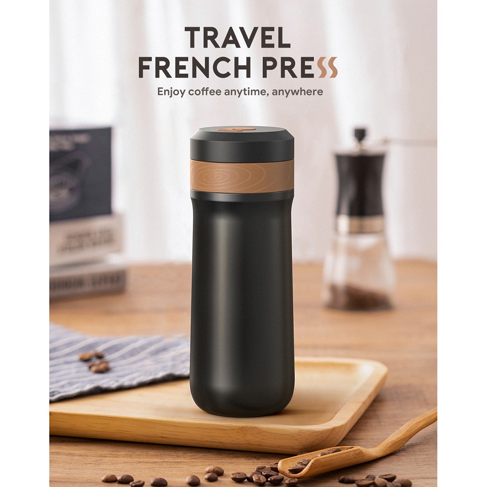 iCafilas Travel Mug Portable French Press Coffee Maker 320ml - FK11 - Black