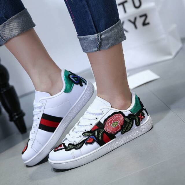 Sepatu gucci ace floral (A3)