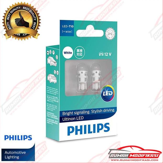 PHILIPS - ULTINON LED - T10 - W5W - LAMPU SENJA - LED - WHITE - FS
