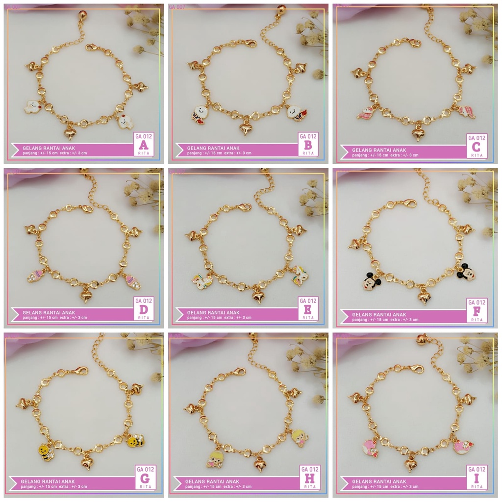 Gelang tangan/kaki anak xuping unicorn pink perhiasan anak lapis emas gold GA 012