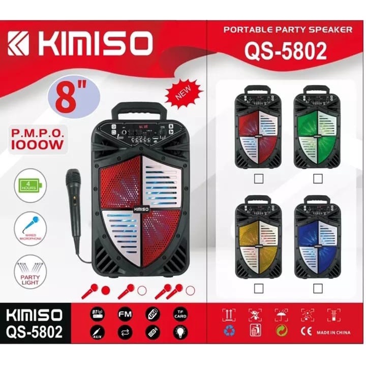 Speaker Bluetooth Portable Kimso QS-5802 Radio FM Free Microphone+Remot