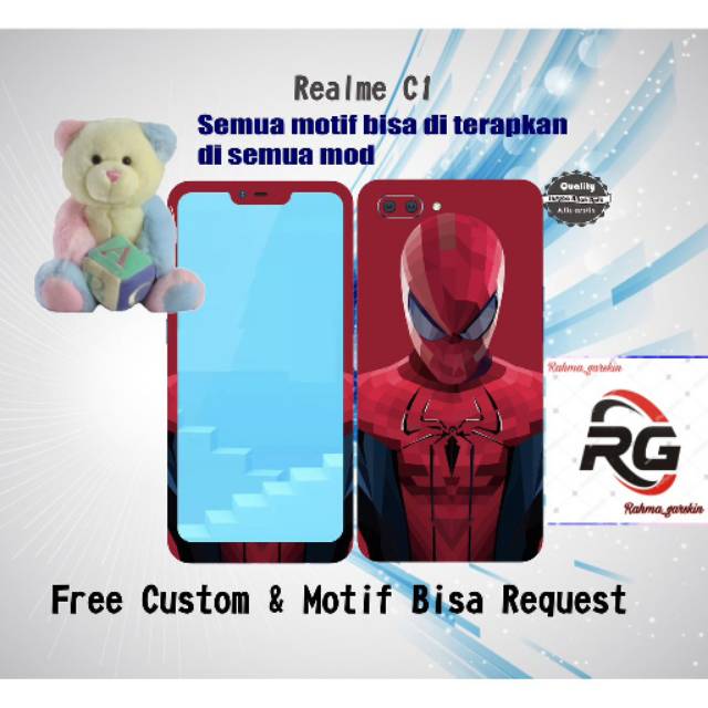 Garskin hp realme C1 full body motif spaiderman - free custom