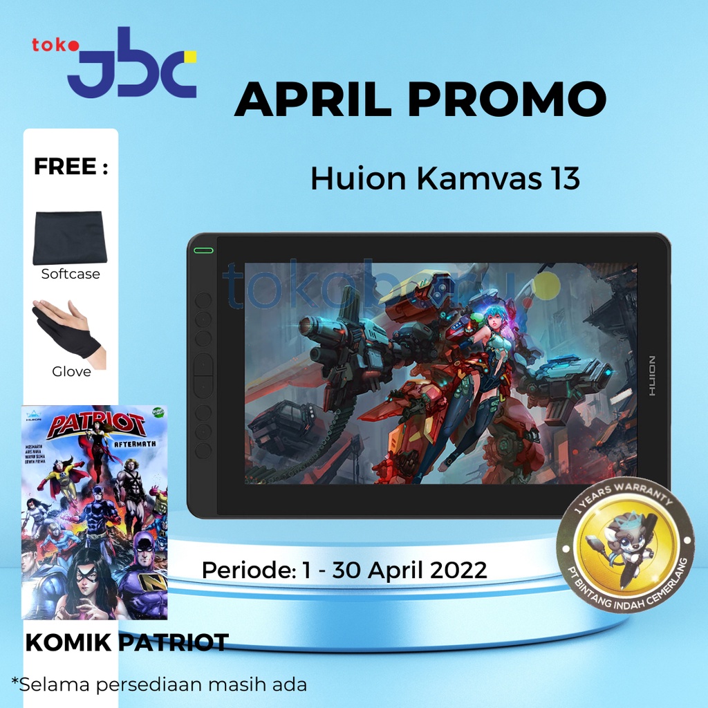 READY STOK New Huion Kamvas 13 (android ready) display tablet garansi resmi 1 tahun