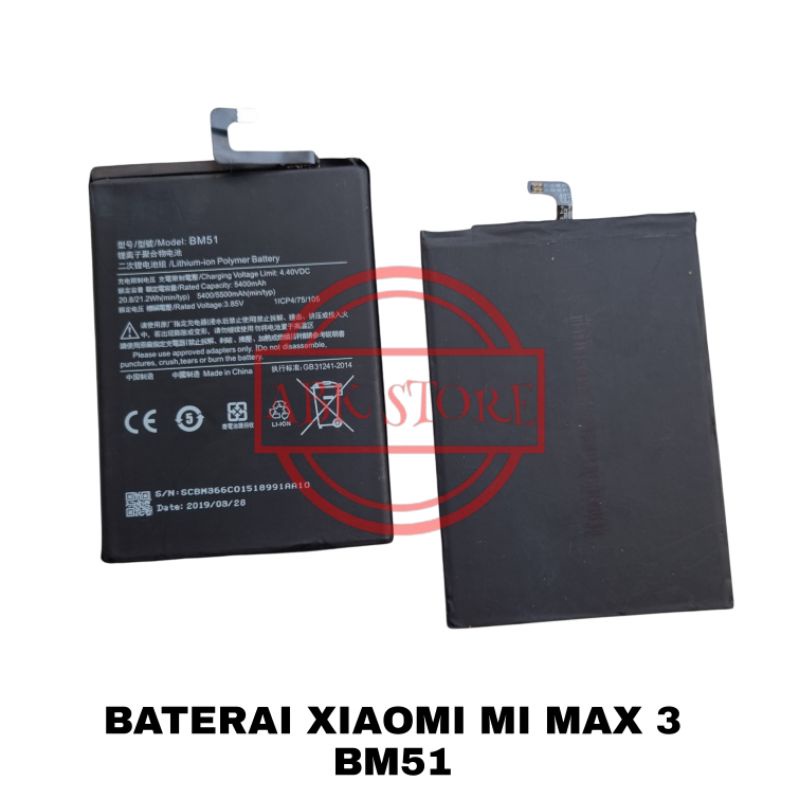 BATRE BATERAI BATTERY XIAOMI MI MAX 3 BM51 ORIGINAL