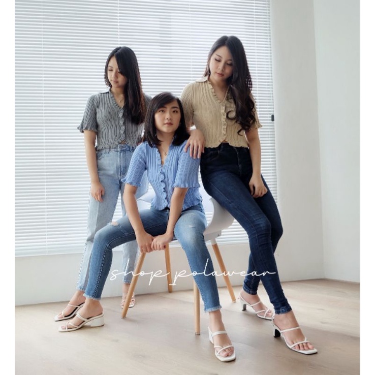 POLAWEAR - CAMILE POLO CROP / POLO KNIT CROP TOP /CROP TOP RAJUT