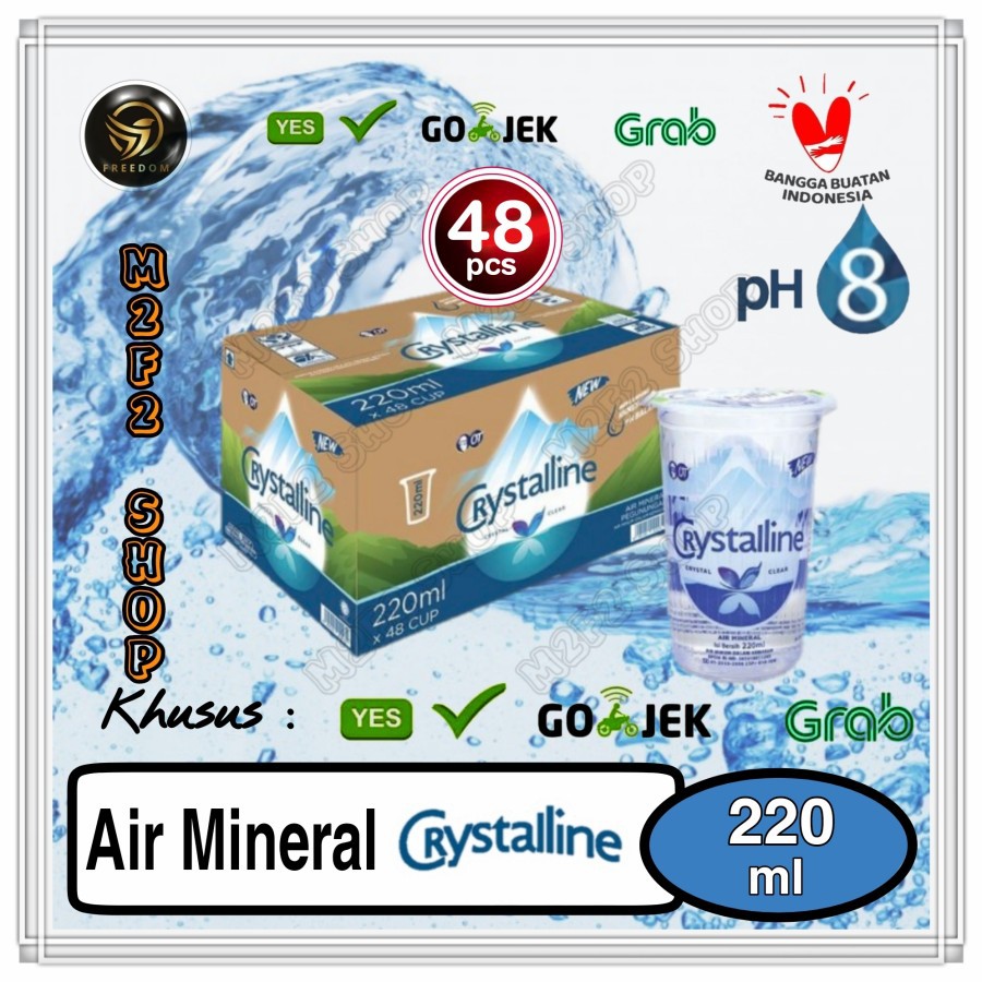 Jual Air Mineral Crystalline Ph8 Gelas 220 Ml Kemasan Karton Khusus Gojekgrab Indonesia 0968