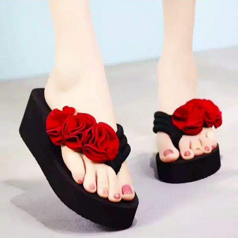 Sandal Wedges Motip/Variasi Bunga