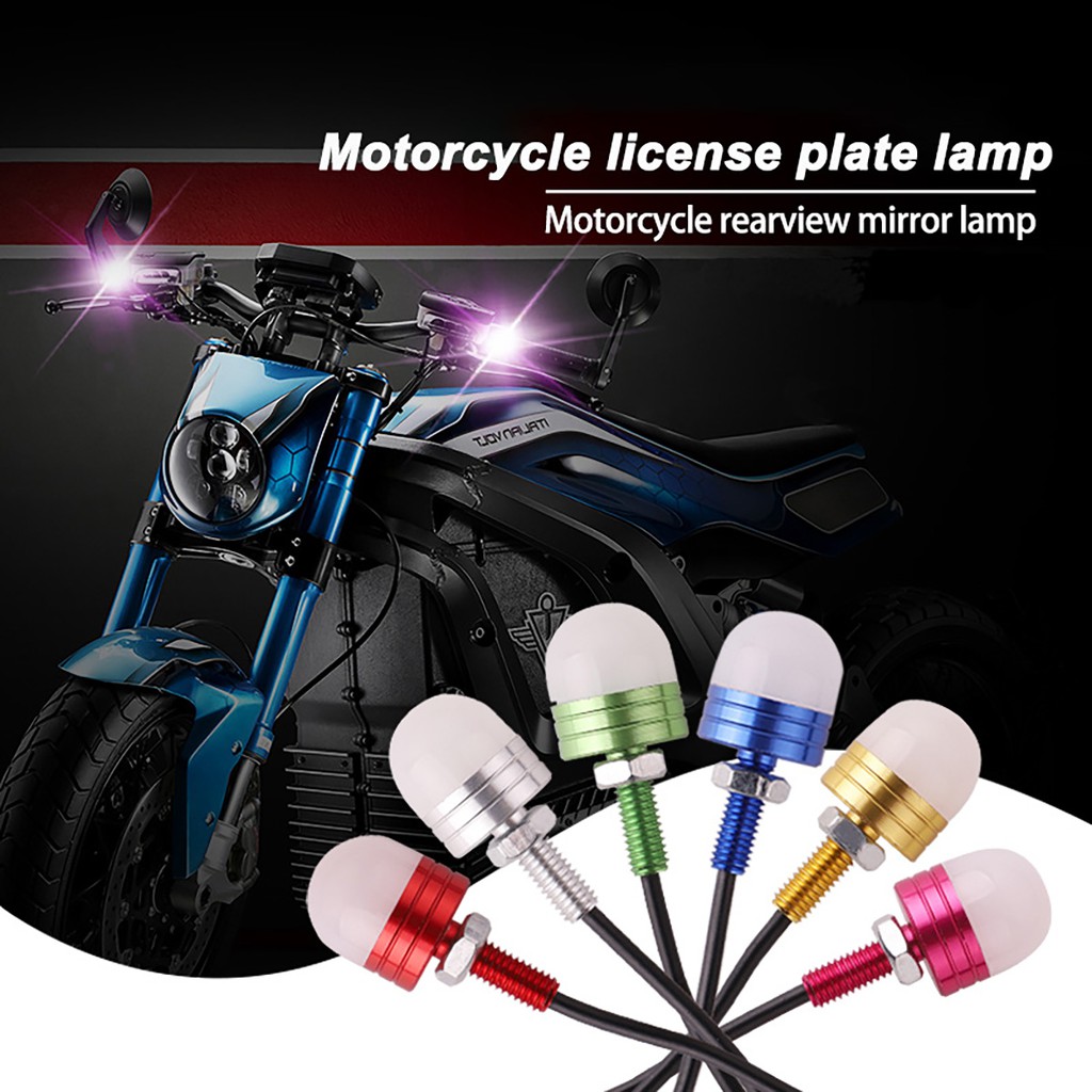 2pcs Untuk Plat Nomor Motor Lampu Kaca Spion Sepeda Motor Lampu Led 12v Dengan Kabel 38cm