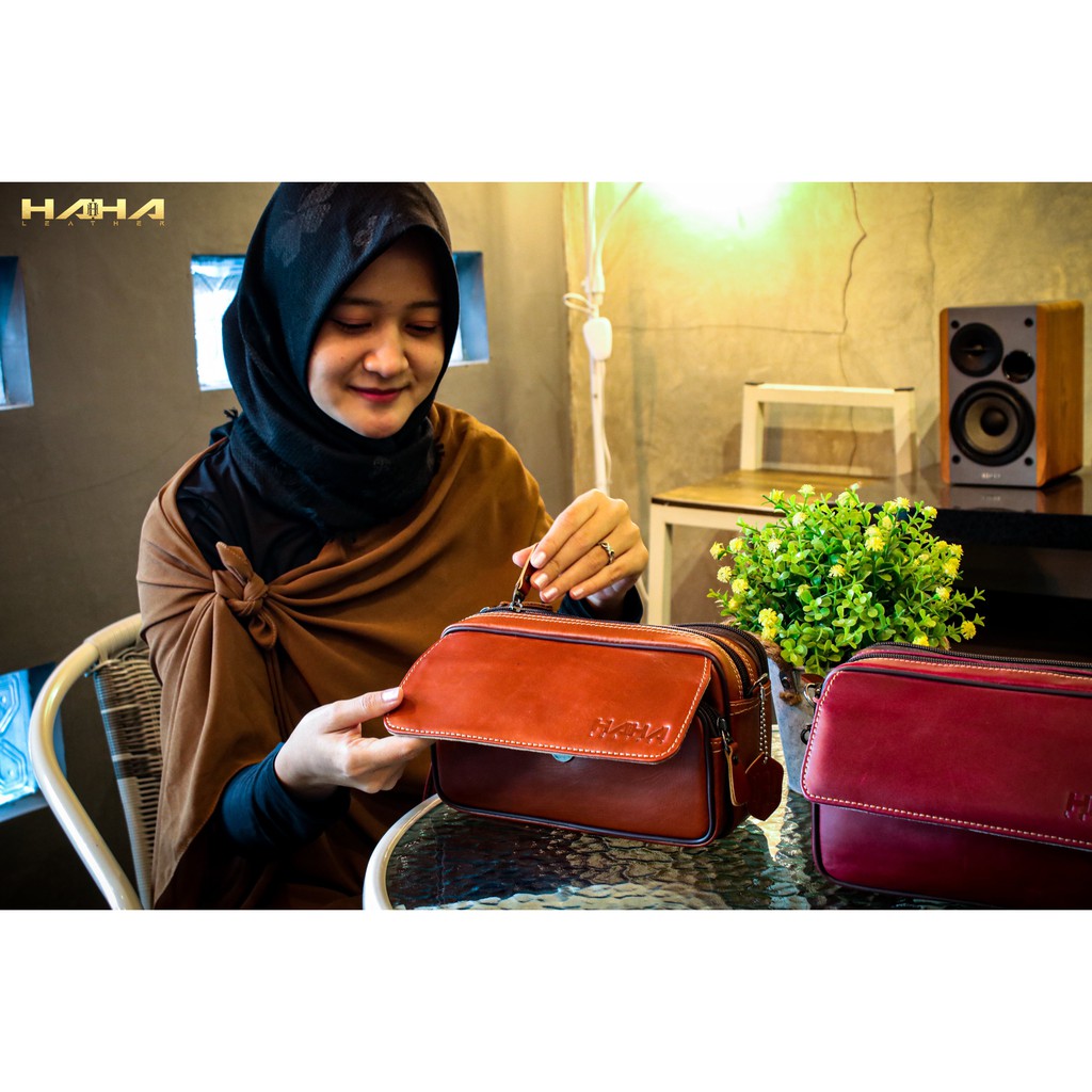 LOTUS Tas Wanita Kulit Sapi Clutch Kulit Pouch Kulit Cewek Perempuan Selempang Bahu - Originale Leather Bag