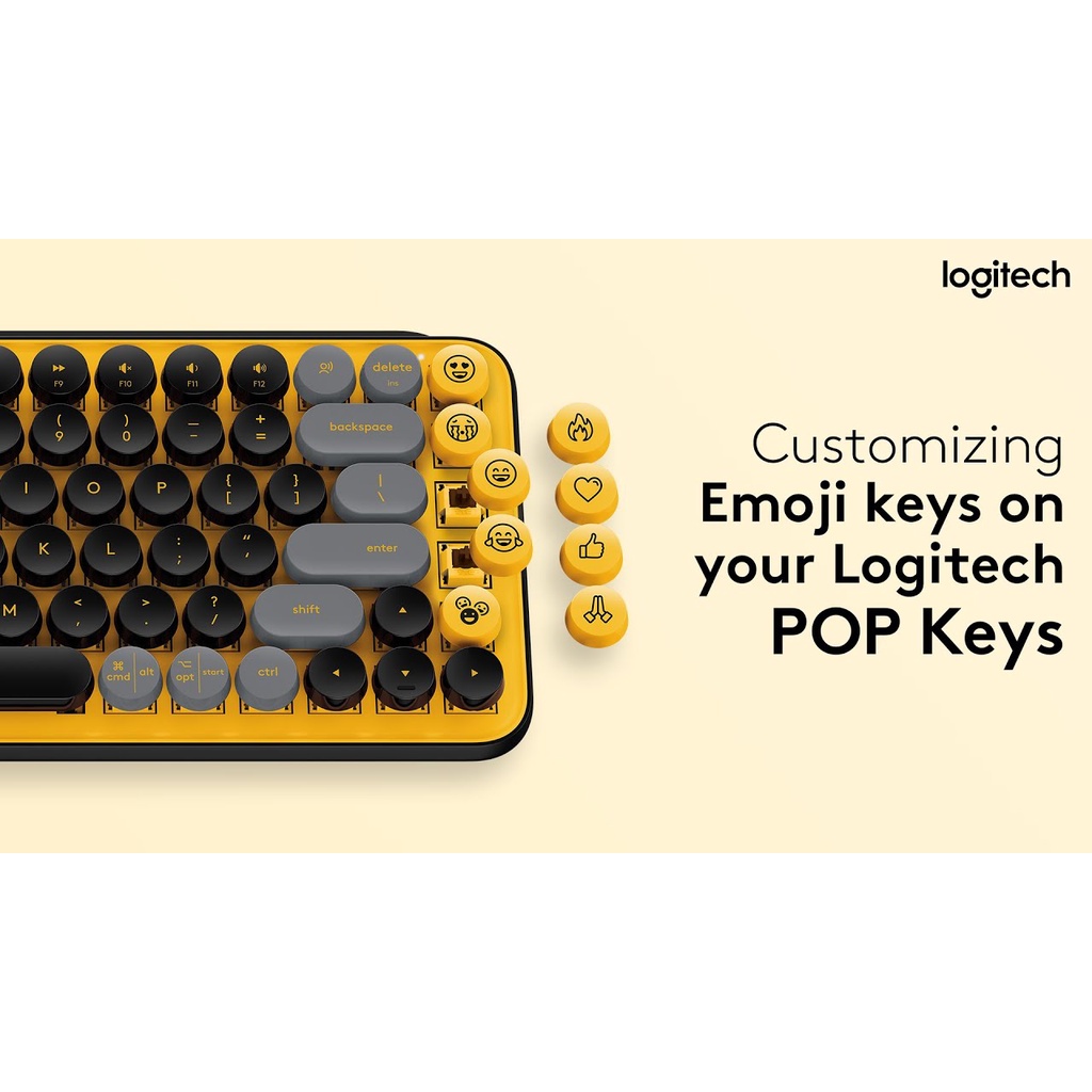 Logitech POP Keys Keyboard Wireless Mechanical Compact, Emoji Keys