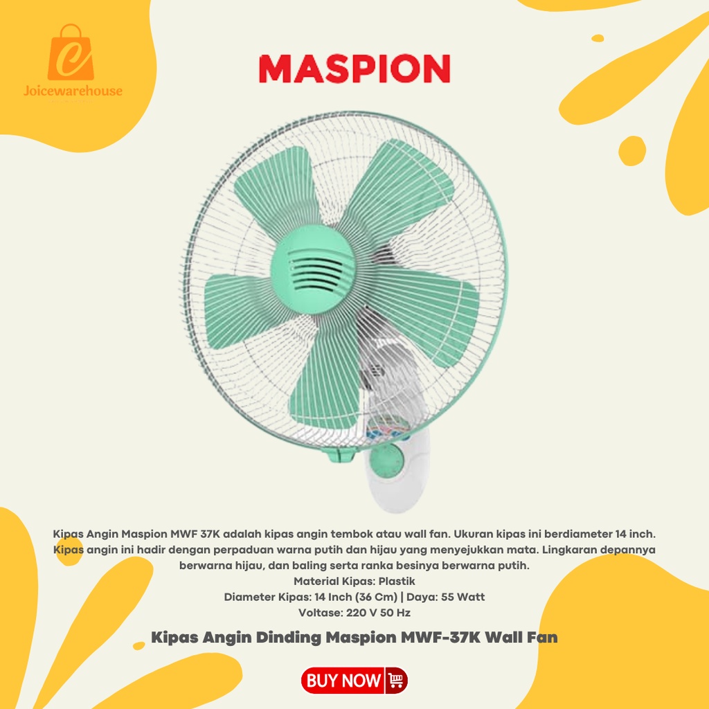 Kipas Angin Dinding Maspion MWF-37K Wall Fan