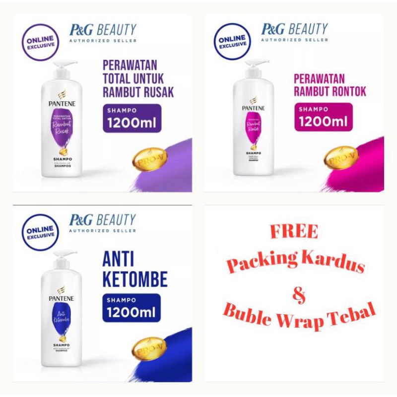 Pantene Shampoo 1200 ml 1800 ml / Anti Ketombe / Rambut Rontok / Rambut Rusak
