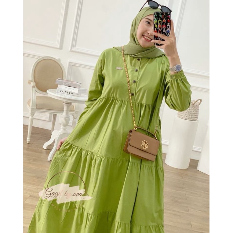 Kirania Dress Jumbo XL, XXL, XXXL Gamis Rayon Premium Terbaru Gamis Polos Katun Busui Friendly Long Dress Muslim Home Dress Casual