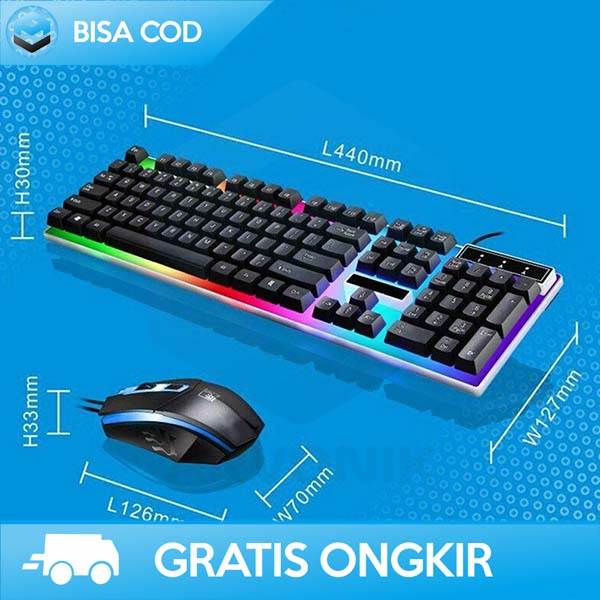 PAKET KEYBOARD MOUSE GAMING MECHANICAL RGB SWITCH DESAIN RETRO G21B