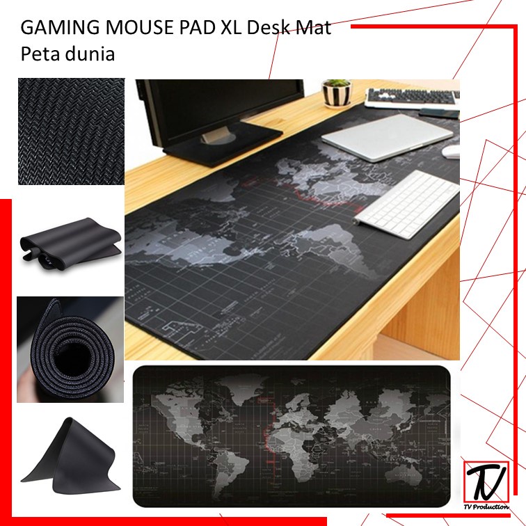 MURAH Professional Gaming Mouse Pad XL Desk Mat Peta Dunia Semua Ukuran - COD