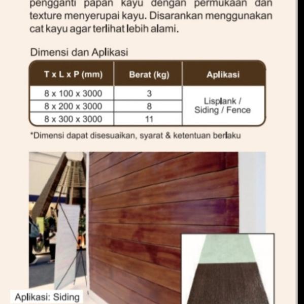 MAHONI PLANK GRC / LISPLANK 20 CM / MOTIF KAYU DATAR / MAHONIPLANK