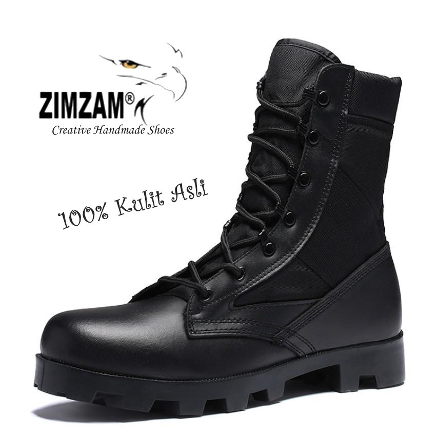 

PROMO ZIMZAM SEPATU SAFETY BOOTS CROWN ZERO BLACK KULIT ASLI SOL RADIAL SEPATU TNI SWAT ARMY MILITER