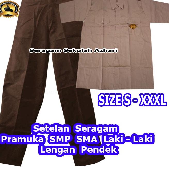 LANGSUNG KIRIM.. SETELAN SERAGAM PRAMUKA SMP LAKI LENGAN PENDEK Jumbo Big Size -SATU STEL SERAGAM PR