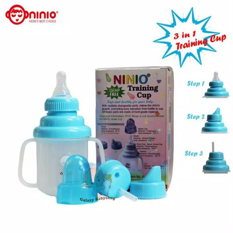 botol minum bayi training cup 3 in 1 ninio