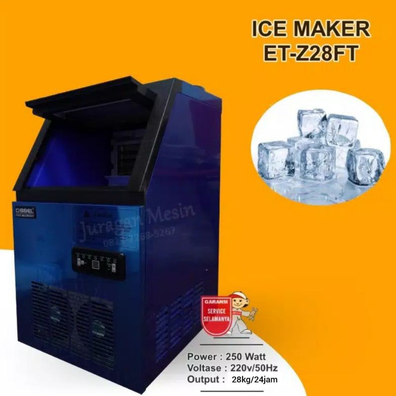 BERGARANSI Mesin Ice Tube Ice Cube Cetak Es Batu Ice Maker ET-Z28FT Ossel Mesin Es Kristal Ice Chris