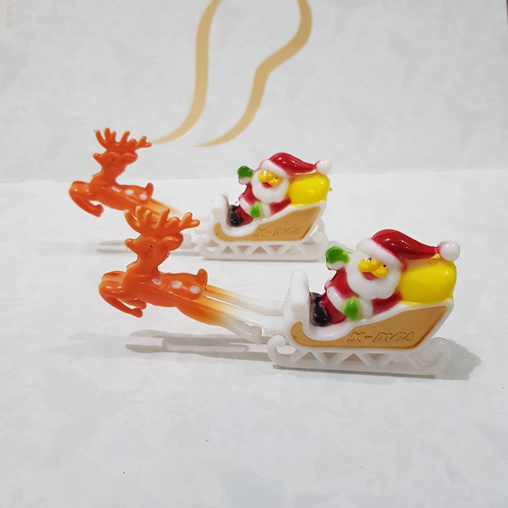 cake topper tusuk kereta santa christmas clause natal