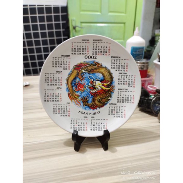 Piring Kalender Keramik 1991, 1992, 1995, 2000 Kuno Jadul Antik