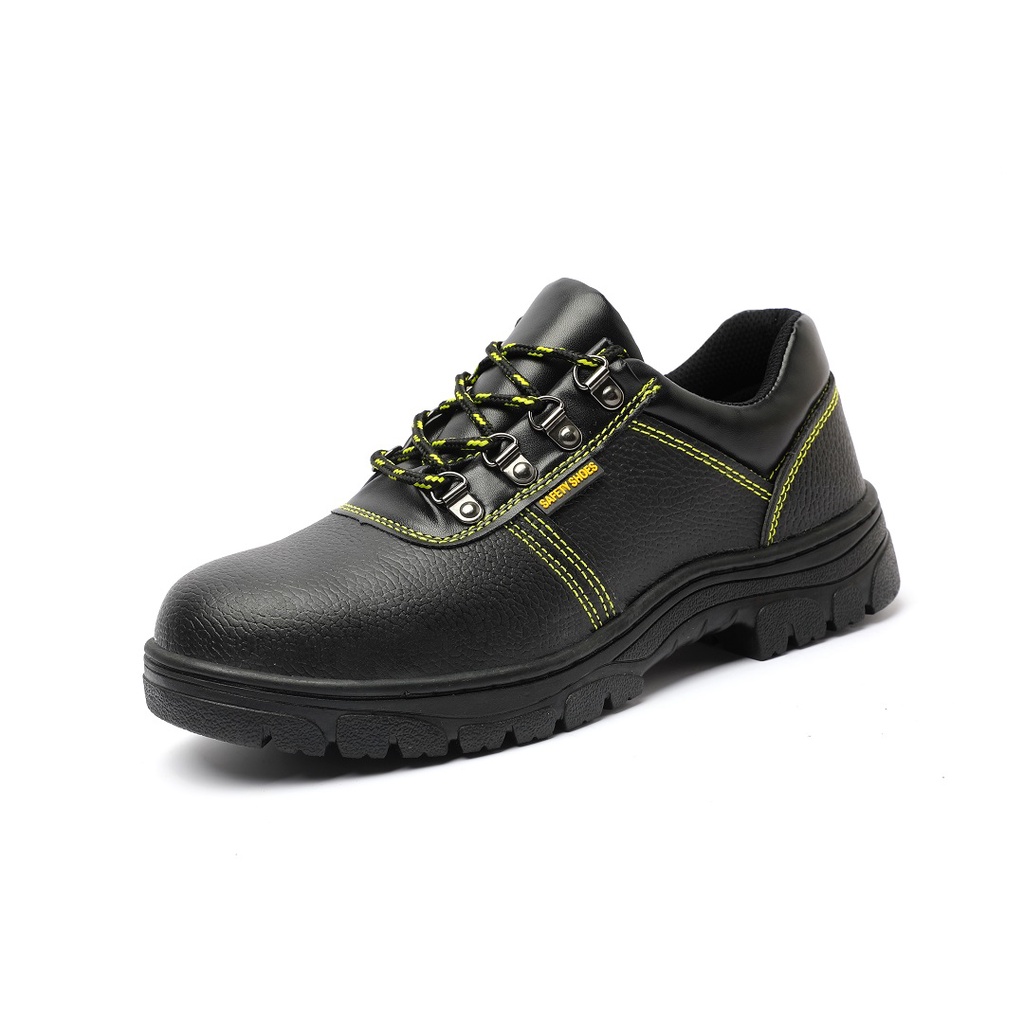 Safety Shoes Sepatu Safety Ujung Besi Low Cut Hitam Kuning