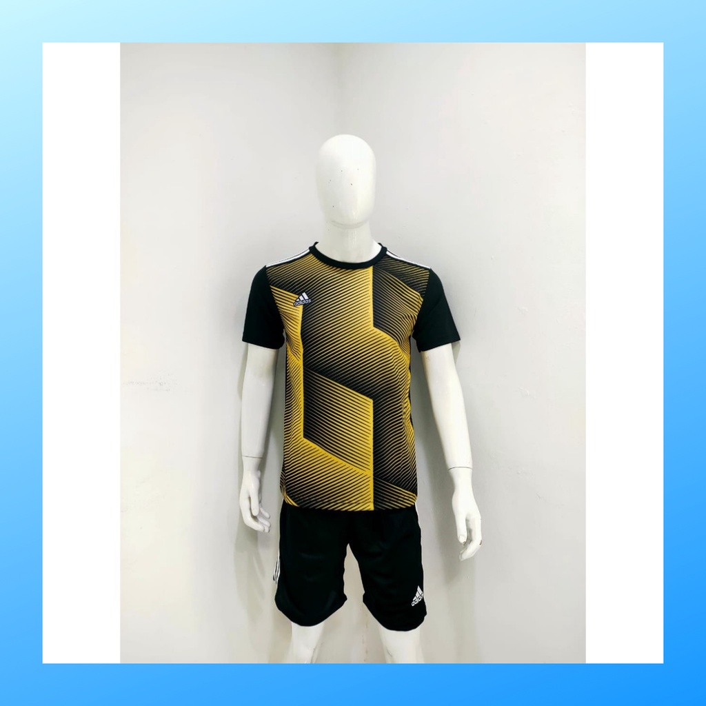 jersey futsal pria kaos sepak bola baju dan celana setelan wanita dewasa t-shirt outfit seragam jarsey kostum olahraga pakaian apparel sport jersy soccer casual jersi suit AD164 gold emas