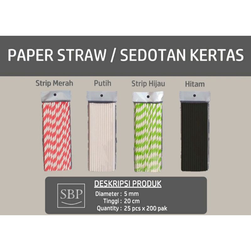 Sedotan Kertas / Paper Straw isi 25 pcs