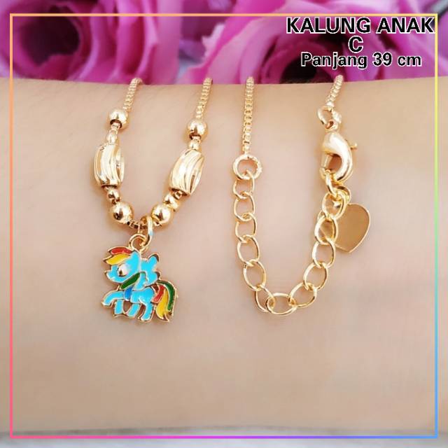 Kalung xuping kalung anak karakter frozen/little pony lapis emas gold H134