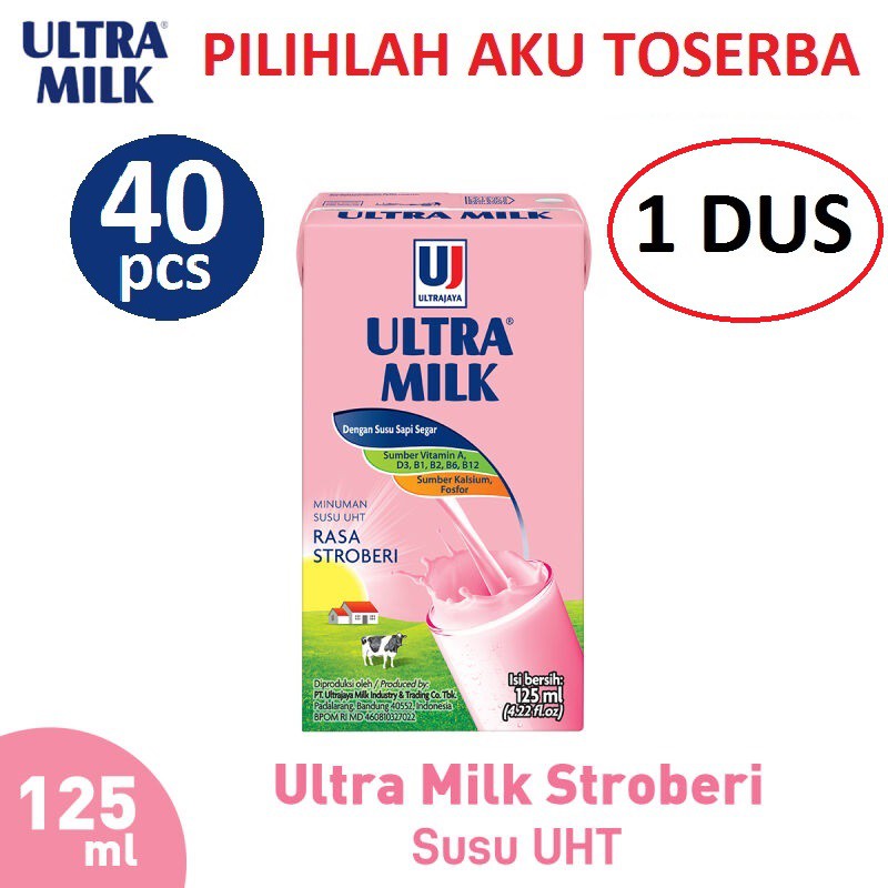 Susu Ultra Stroberi (Strawberry) 125 ml - (1 DUS ISI 40)