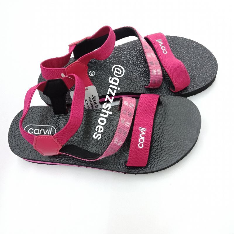 Carvil Haena Sandal Gunung Sepatu Sandal Anak Perempuan Cewek Novita-02 Hitam Merah Pink
