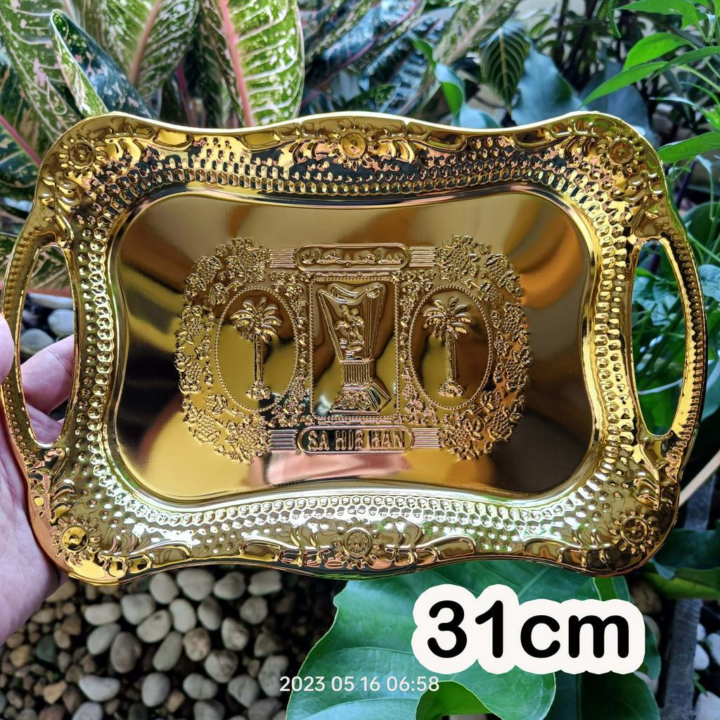 Nampan Arab Emas 31cm Souvenir Haji Umroh