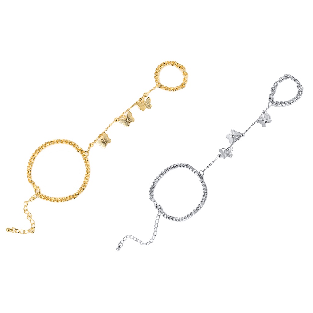 Gelang Rantai Adjustable Dengan Liontin Kupu-Kupu Bahan Metal Untuk Wanita