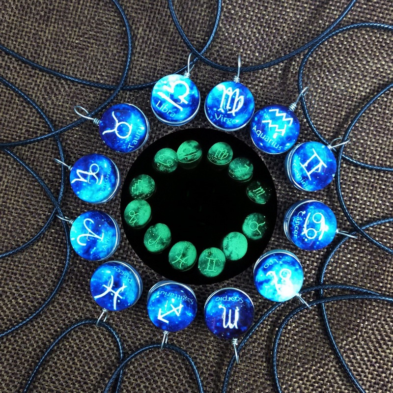 Kalung Desain Bola 12 Rasi Bintang luminous Untuk Pria Dan Wanita