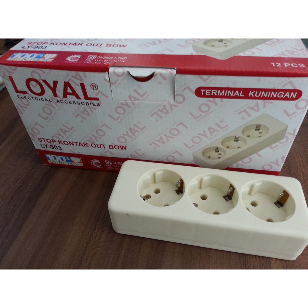 Loyal Stop Kontak Kuningan Bagus Lubang 3 / U4 LY-903 Ecer Grosir