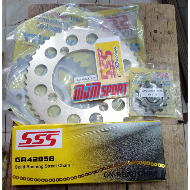 Gir SSS KLX seset plus rantai sss 428 . Gir set SSS KLX 150 original full SSS