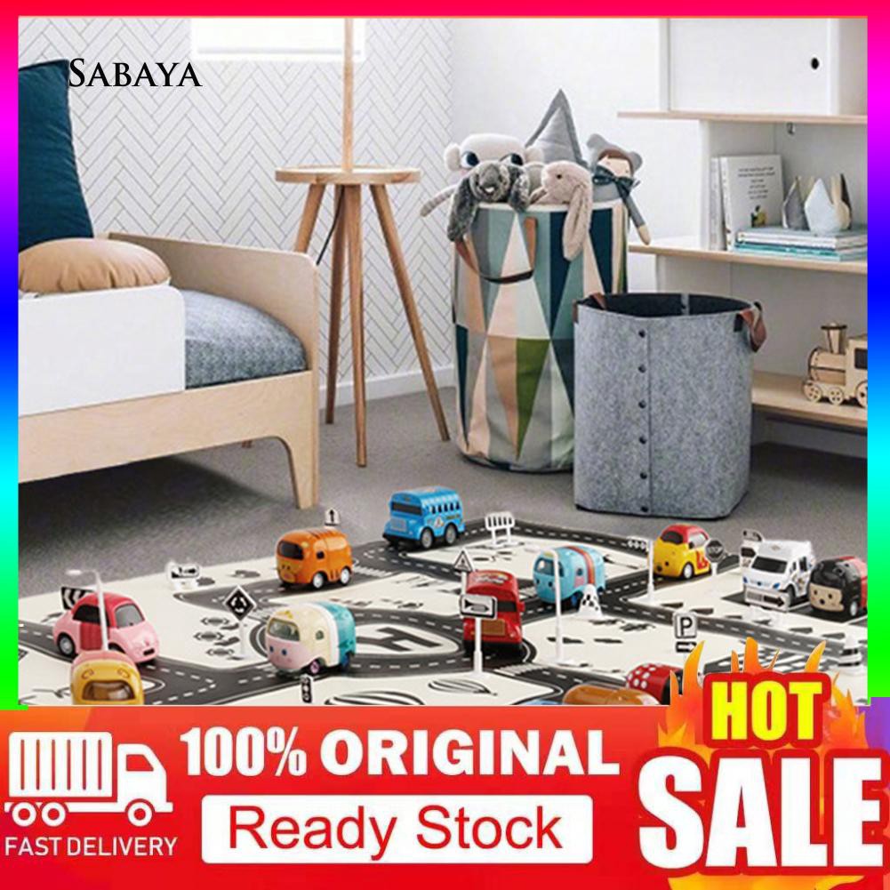 Yz 83x59cm Kids Car City Road Play Mat Carpet Traffic Signs