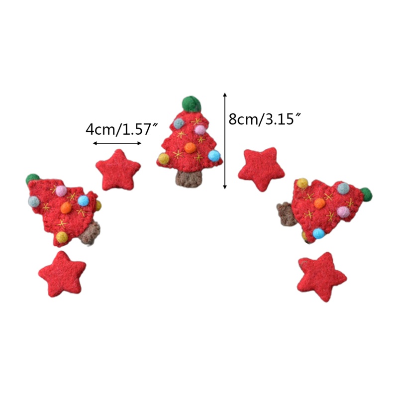 Zzz 7pcs / Set Pohon Natal + Bintang Bahan Wol Felt Untuk Properti Foto Newborn / Bayi